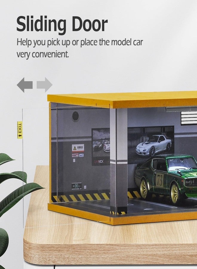 cxiiuui 1/24 Scale Display Case Car Garage Moldel Acrylic Cover Wooden Diecast Car Show Case 3 Parking Spaces Grey - Image 4